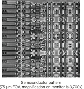 Semiconductor pattern (75 μm FOV, magnification on monitor is 3,700x)